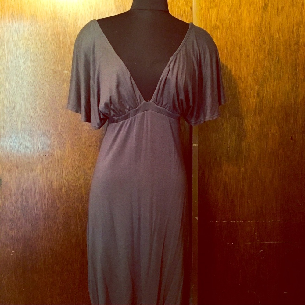 Indah deep v-neck dress in a bluish gray color!!